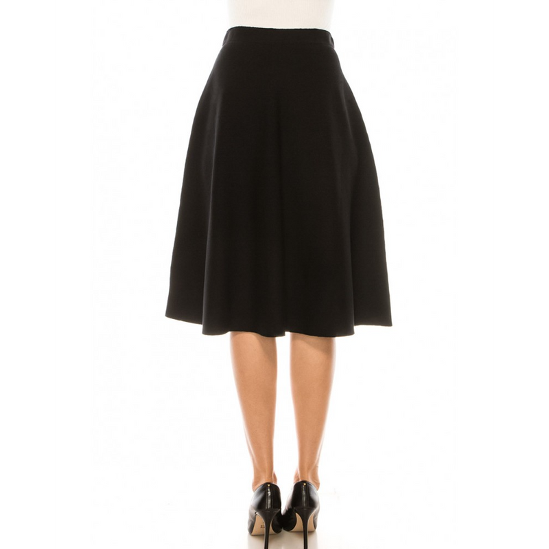 Women's Gold Button Detail Knit Midi Skirt