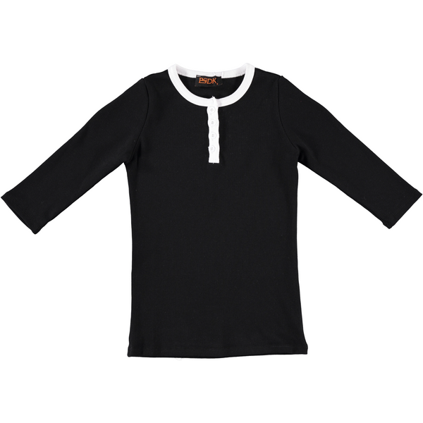 Girls 3/4 Sleeve Ribbed Henley Top