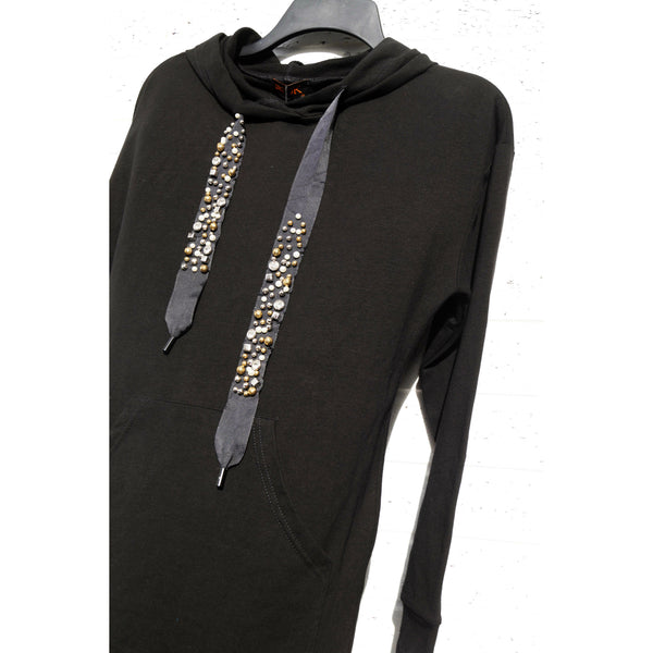 Embellished Drawstring Hoodie Dress