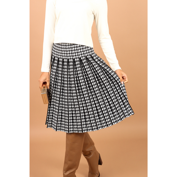 Women's Houndstooth Pleated Knit Skirt