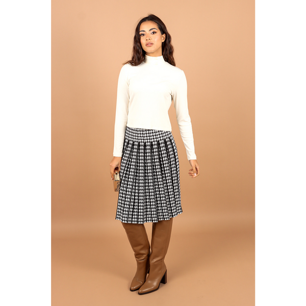 Women's Houndstooth Pleated Knit Skirt