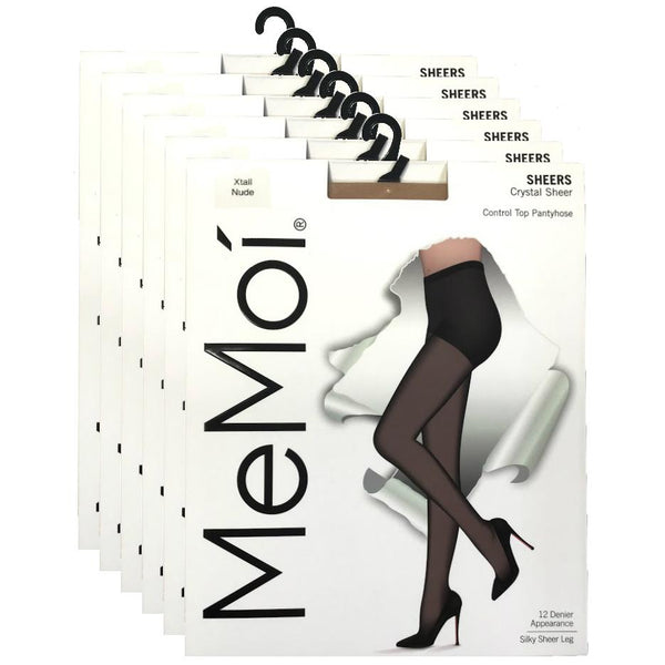 Crystal Sheer Control Top Pantyhose - 6 Pack