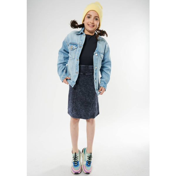 Girls Ribbed Stonewash A-Line Skirt