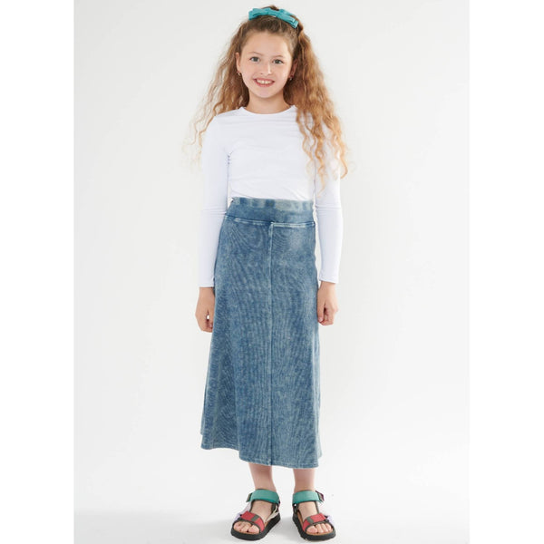 Girls Maxi Ribbed Stonewash Skirt