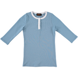 Girls 3/4 Sleeve Ribbed Henley Top