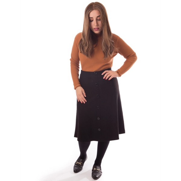 Women's Ribbed Buttoned Skirt