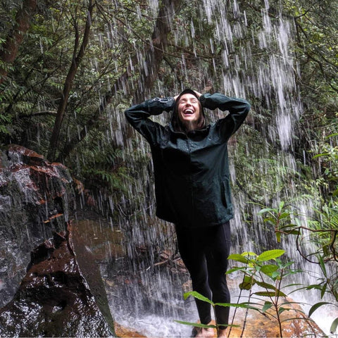 Ariel under waterfall