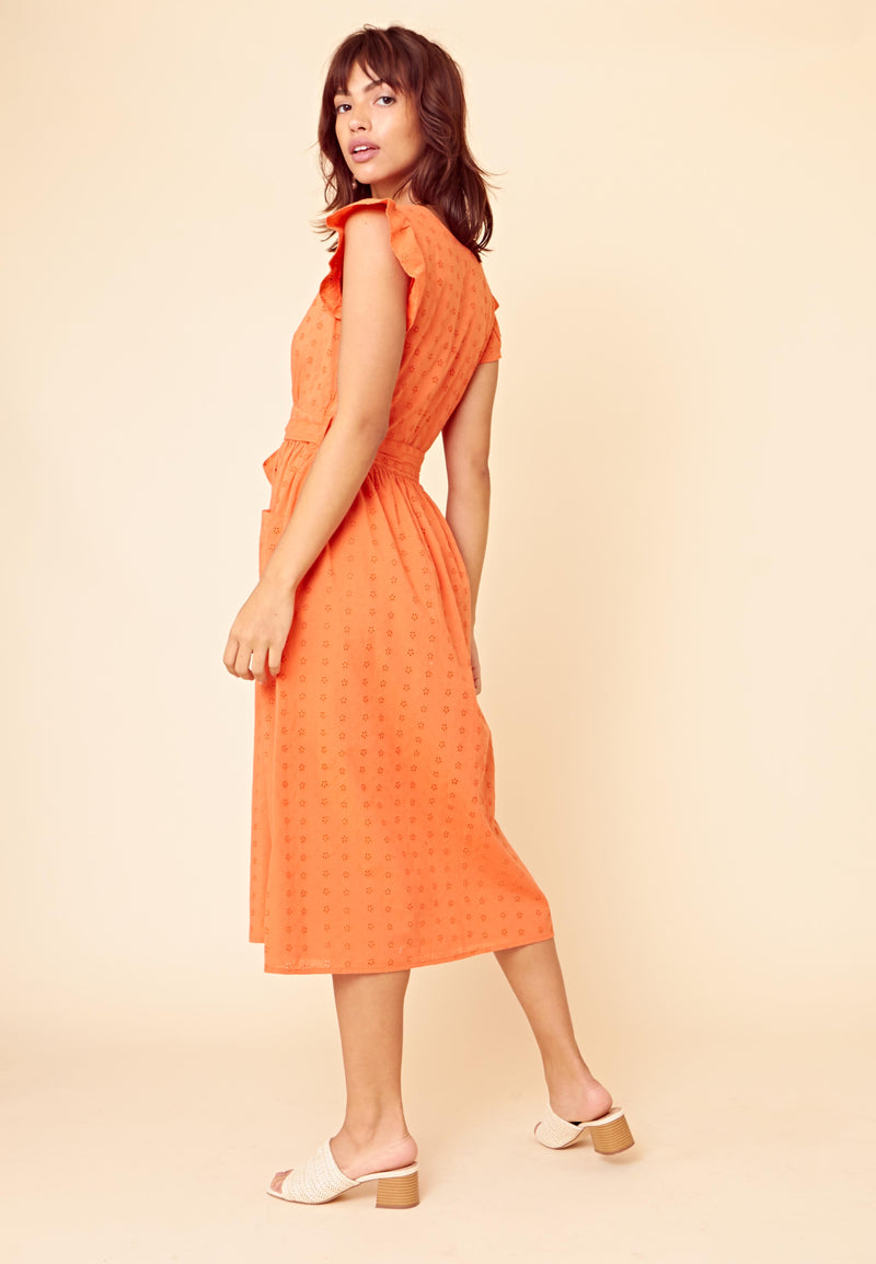 orange midaxi dress