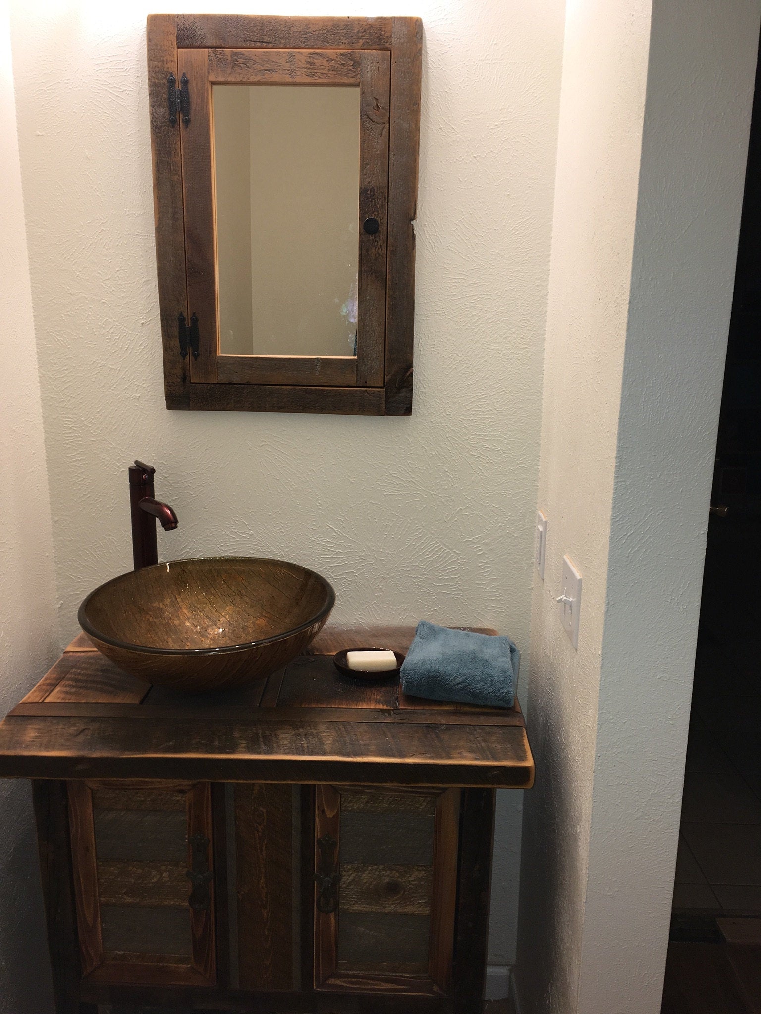 Recessed barn wood Medicine cabinet with mirror made from ...