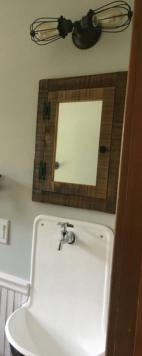 Recessed barn wood Medicine cabinet with mirror made from ...