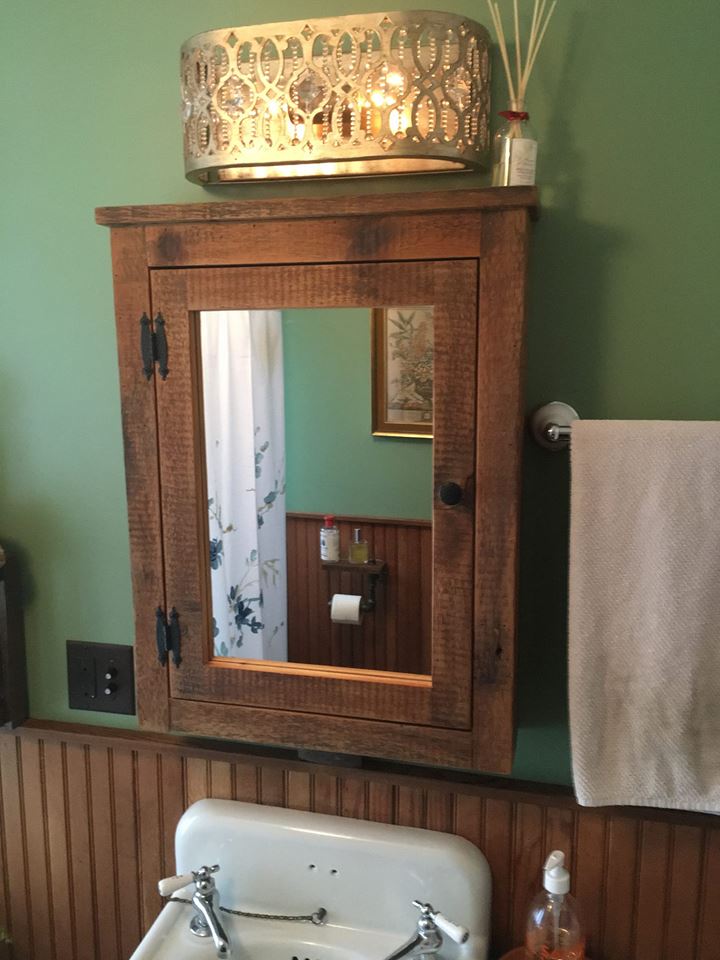 Barn Wood Medicine Cabinet With Mirror Made From 1892 Barn Wood