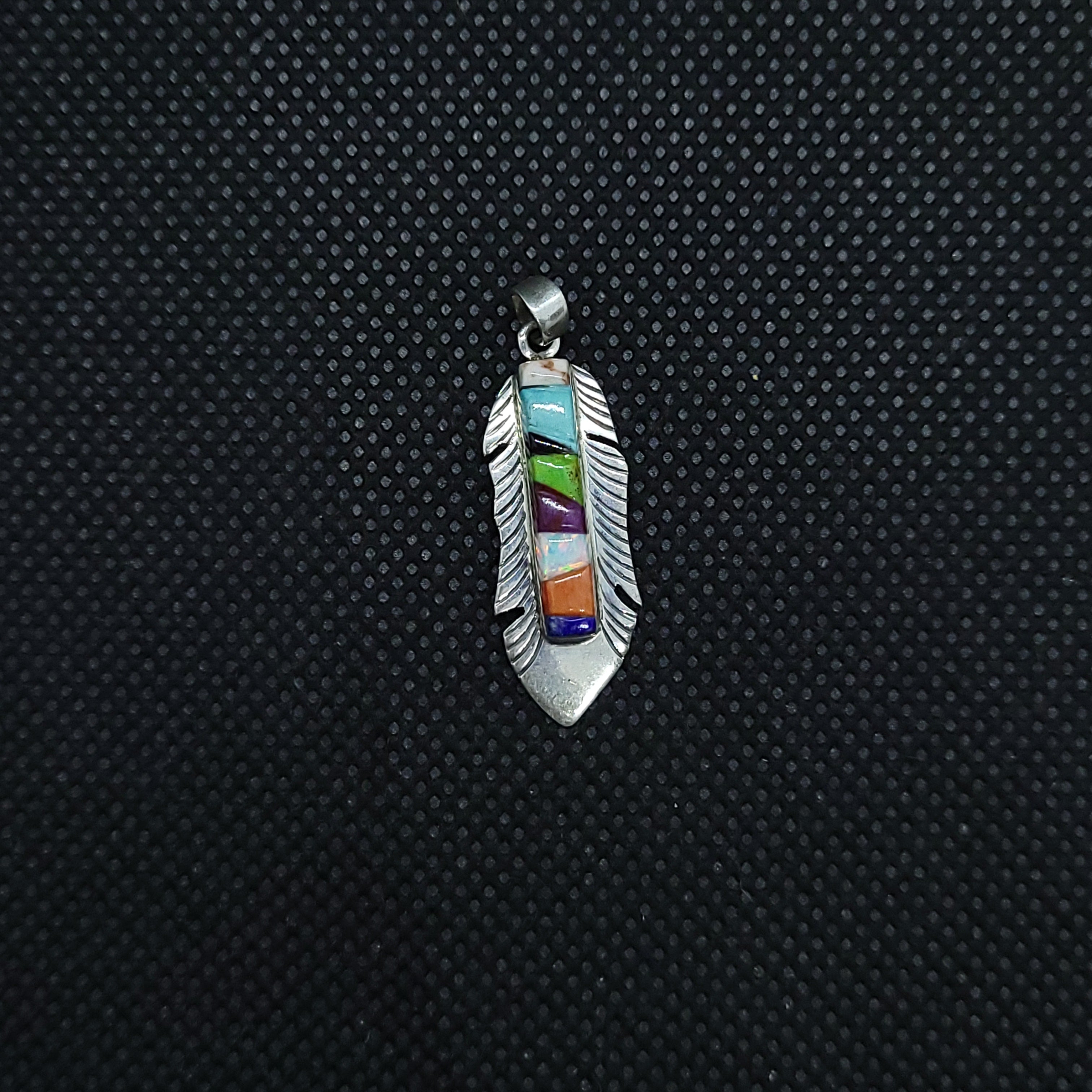 Micro Inlay Feather Pendant