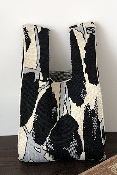 Cloth Bag in Black Multi Print