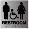 Unisex Wheelchair Restroom ADA Signs - 8" x 8" - Brushed Aluminum