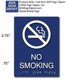 No Smoking Sign with No Smoking Symbol, Letters and Braille – ADA Sign ...