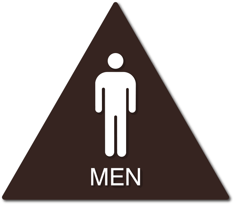 Men Only Bathroom Door Sign with Male Gender Symbol and Text – ADA Sign