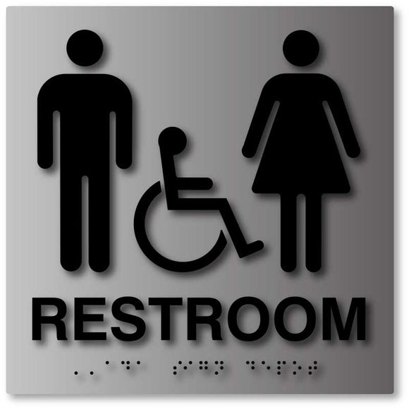 Unisex Wheelchair Accessible Restroom Signs With Directional Arrow Ada Sign Depot 7074