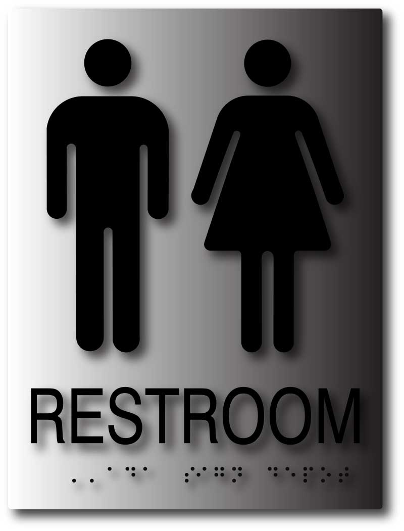 Unisex Restroom Signs In Brushed Aluminum – Ada Sign Depot