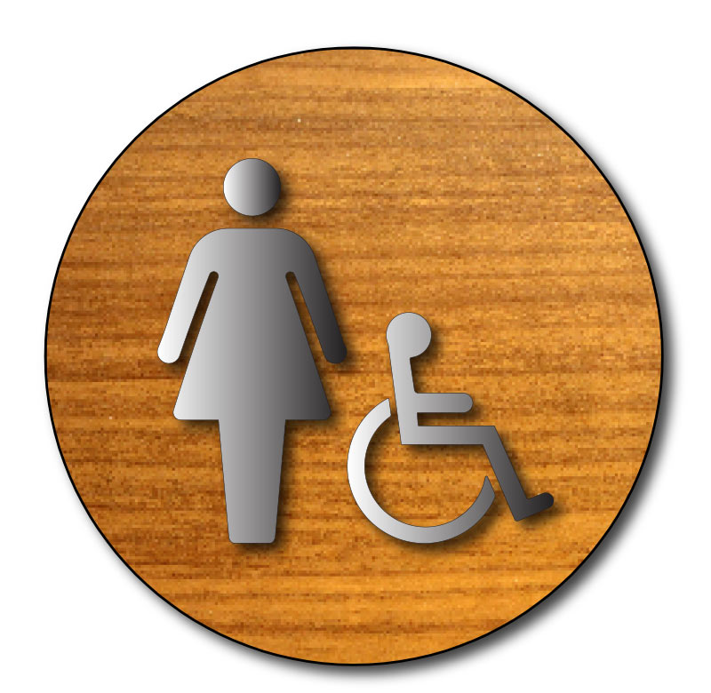 Wheelchair Accessible Womens Restroom Door Ada Signs In Wood Laminate