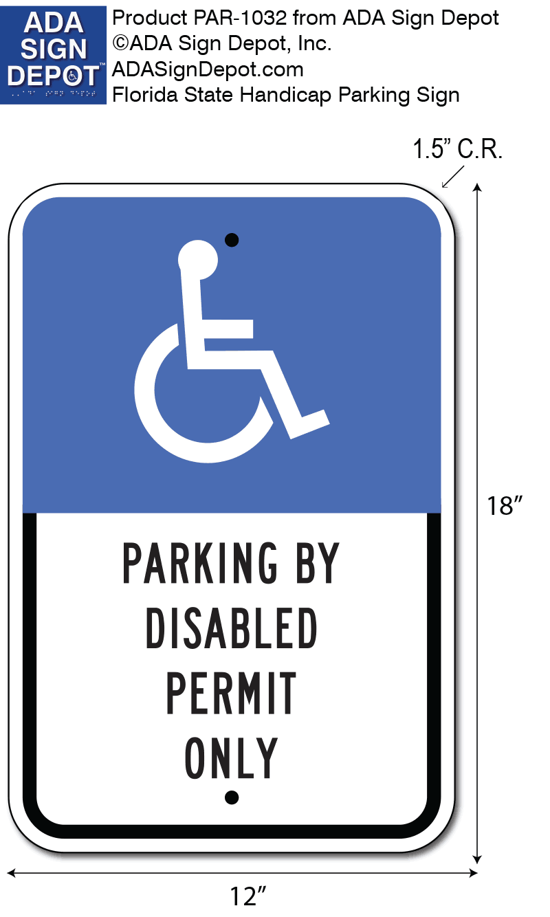 Florida State Handicap Parking Sign - Reflective Aluminum Parking Sign ...