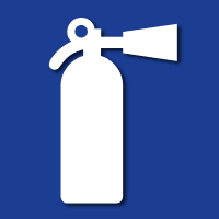 blue fire extinguisher