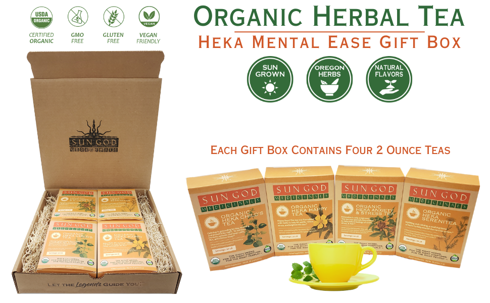 Heka Mental Ease Organic Herbal Tea Gift Box