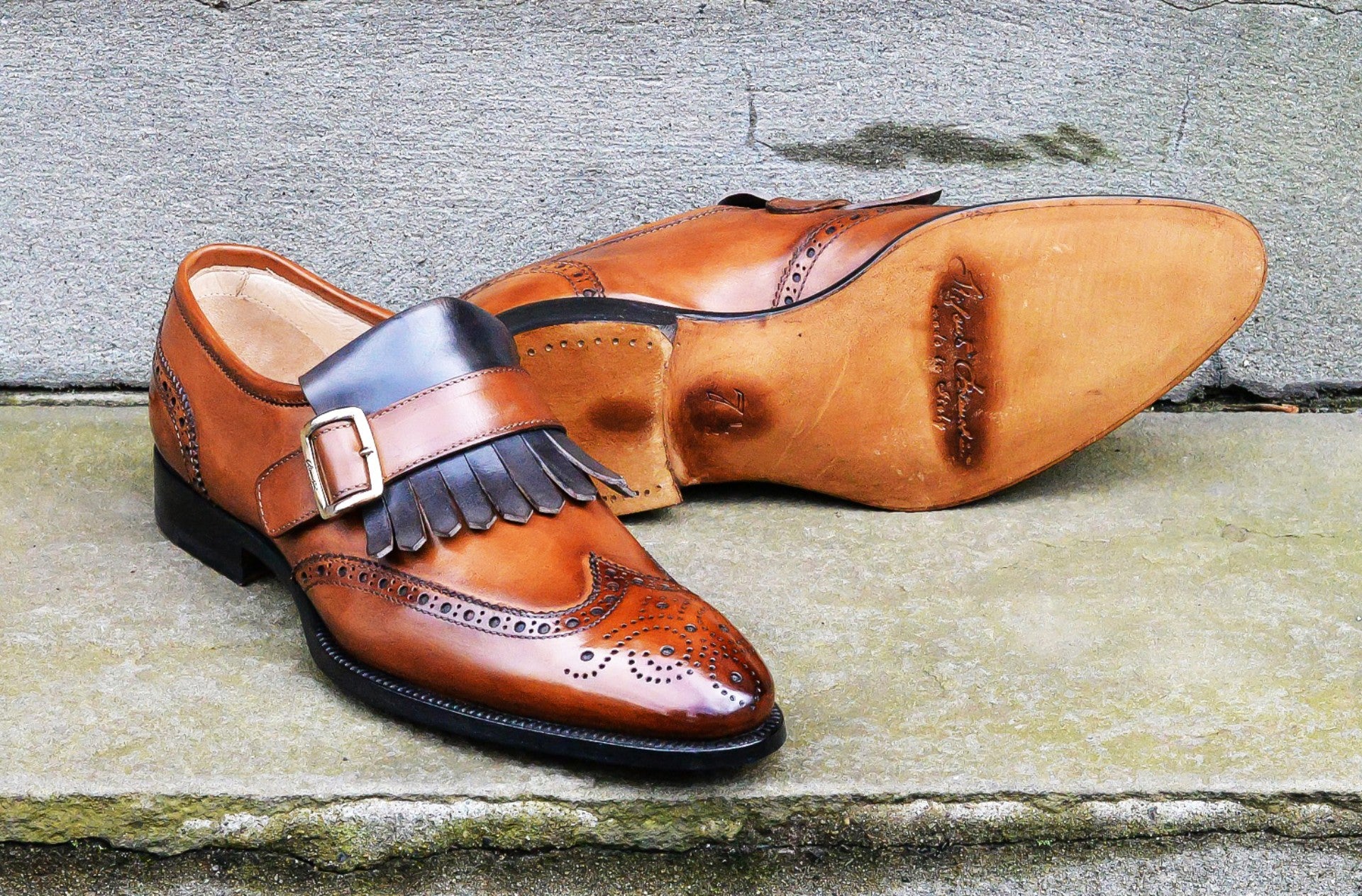 two tone monk strap shoes