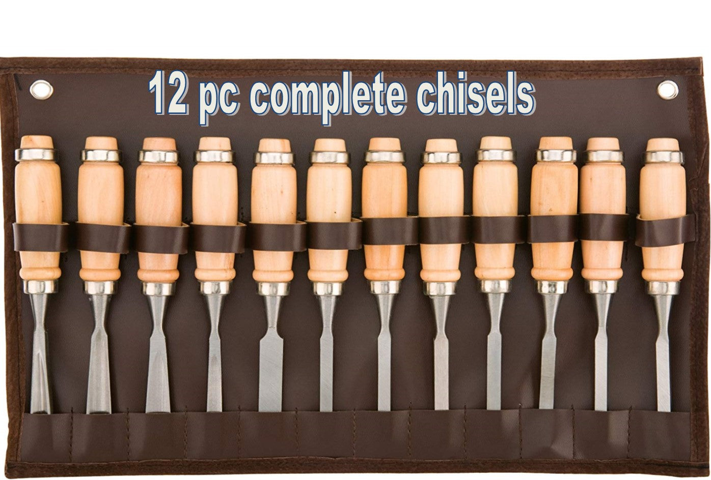 12pc WOOD CARVING CHISEL TOOL SET Wood Handles 7-1/2 hardened mini la -  California Tools And Equipment