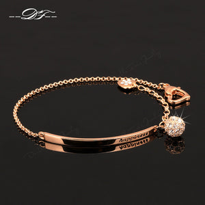 Double Fair OL Style Cubic Zirconia Ball Fashion Charm Bracelets & Bangles Rose Gold Color Crystal Jewelry Gift For Women DFH196