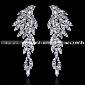 Mecresh 5 Colors Crystal Long Earrings for Women Eagle Silver / Black Color Bridal Wedding Earrings Fashion Jewelry 2017 EH209