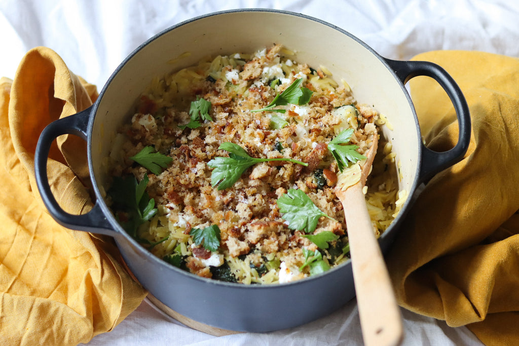 One Pot Lemon, Cavolo Nero and Goat’s Cheese Orzo