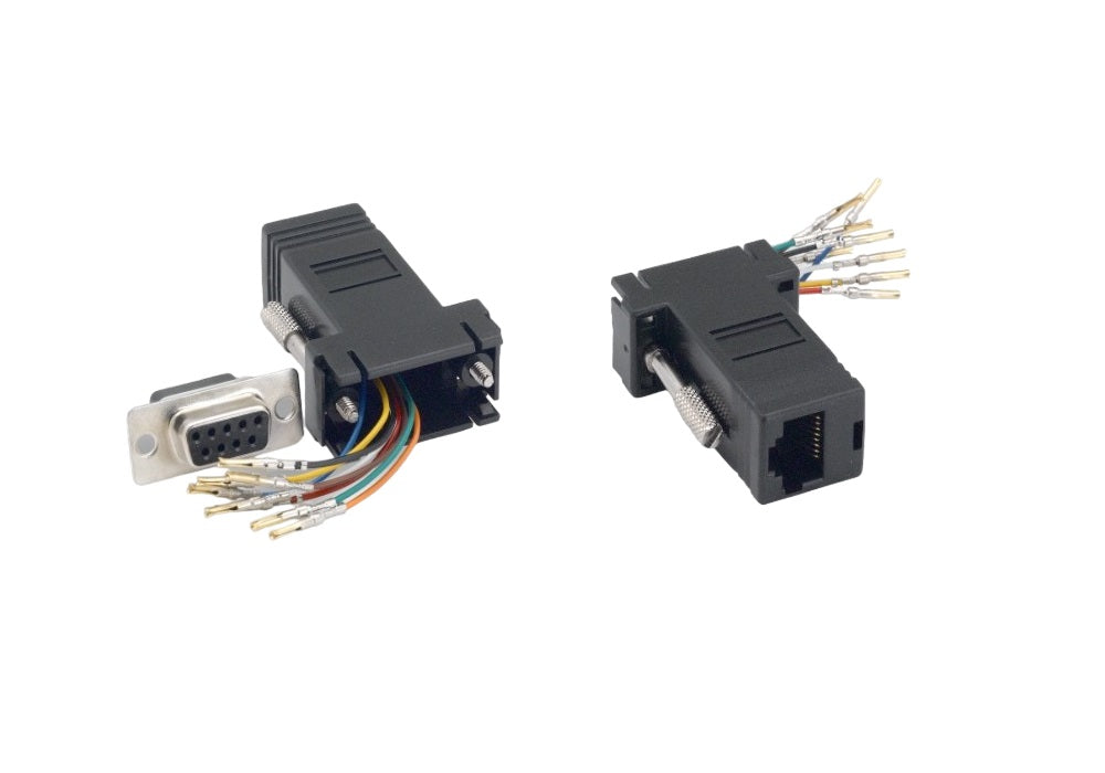 DB9 Female to RJ45 (8P8C) Female Modular Adapter Black, 10 PCS/Pack