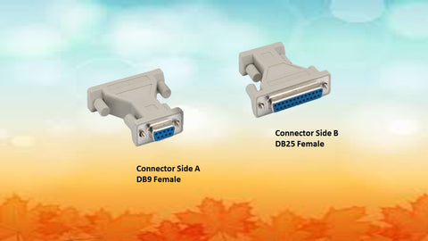 Type 1 : RS-232 Serial Loop Back Tester, DB9 to DB25, Female to Female, 2 PCS/ Pack.