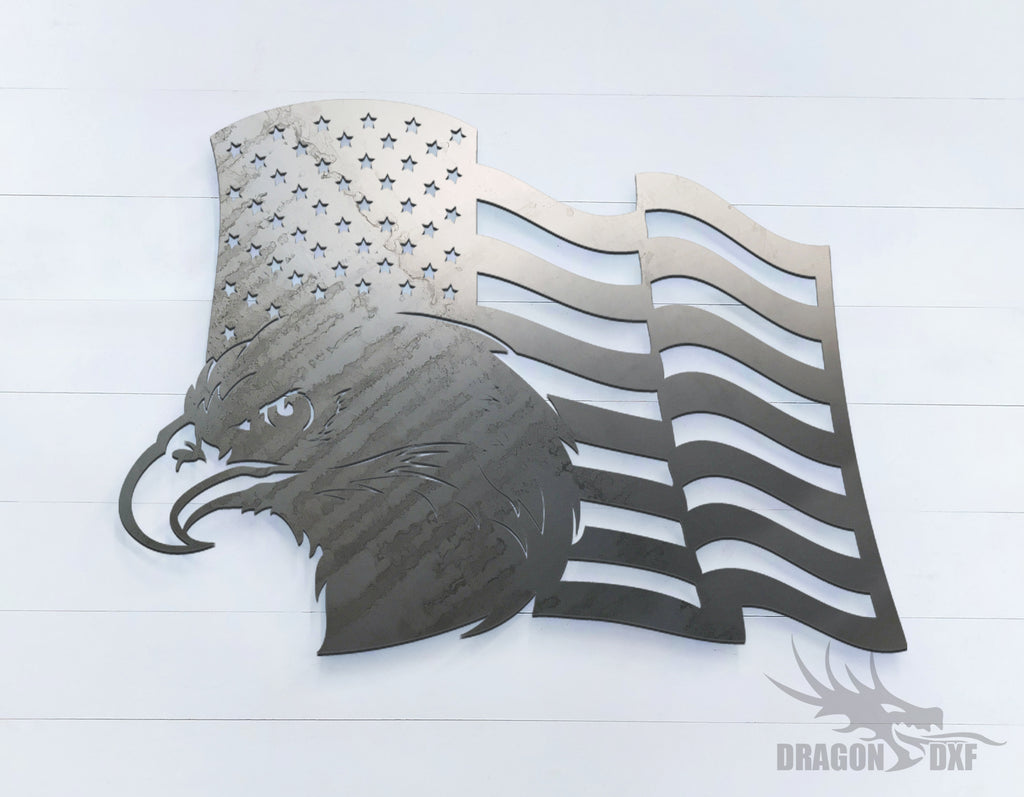 American Flag with Eagle (Left) - DXF Download — DragonDXF