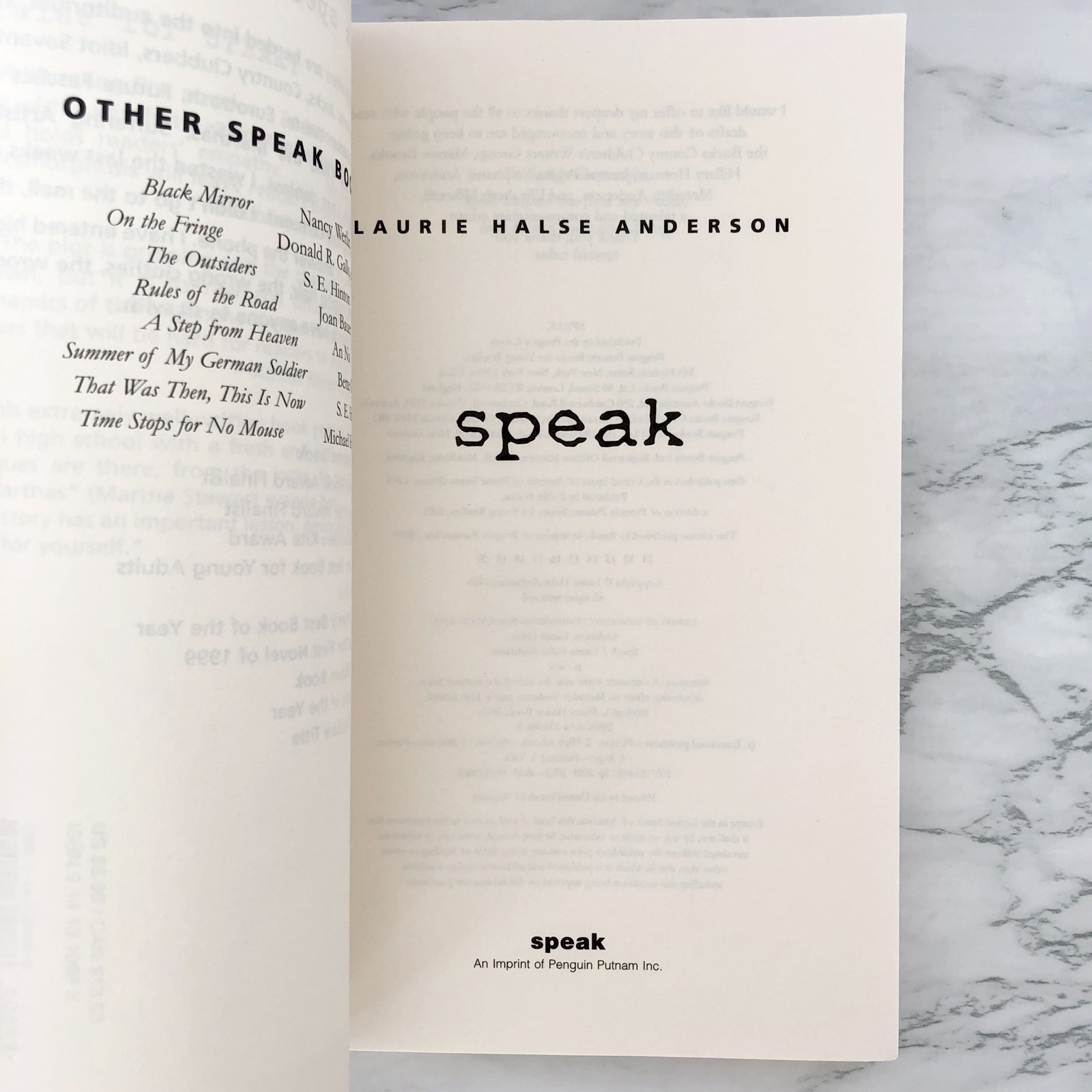 Speak By Laurie Halse Anderson Trade Paperback 2003