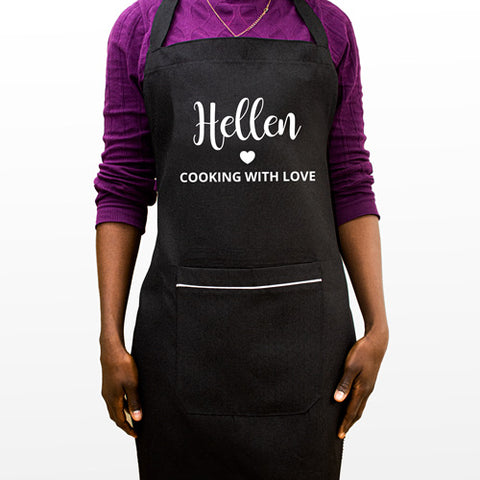 Personalised black apron