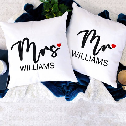 personalised set of 2 wedding pillows from Purpink Gifts