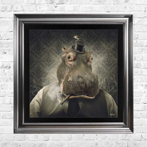 Hippo smoking mafia boss Sylvain Binet Framed Art – The Post House ...