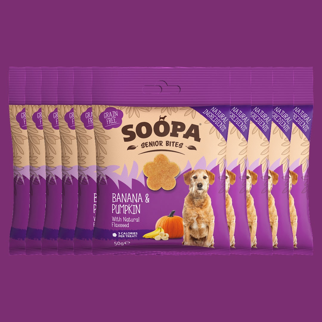 Image of Banana, Pumpkin & Flaxseed Healthy Bites for Senior Dogs, 10 Pack