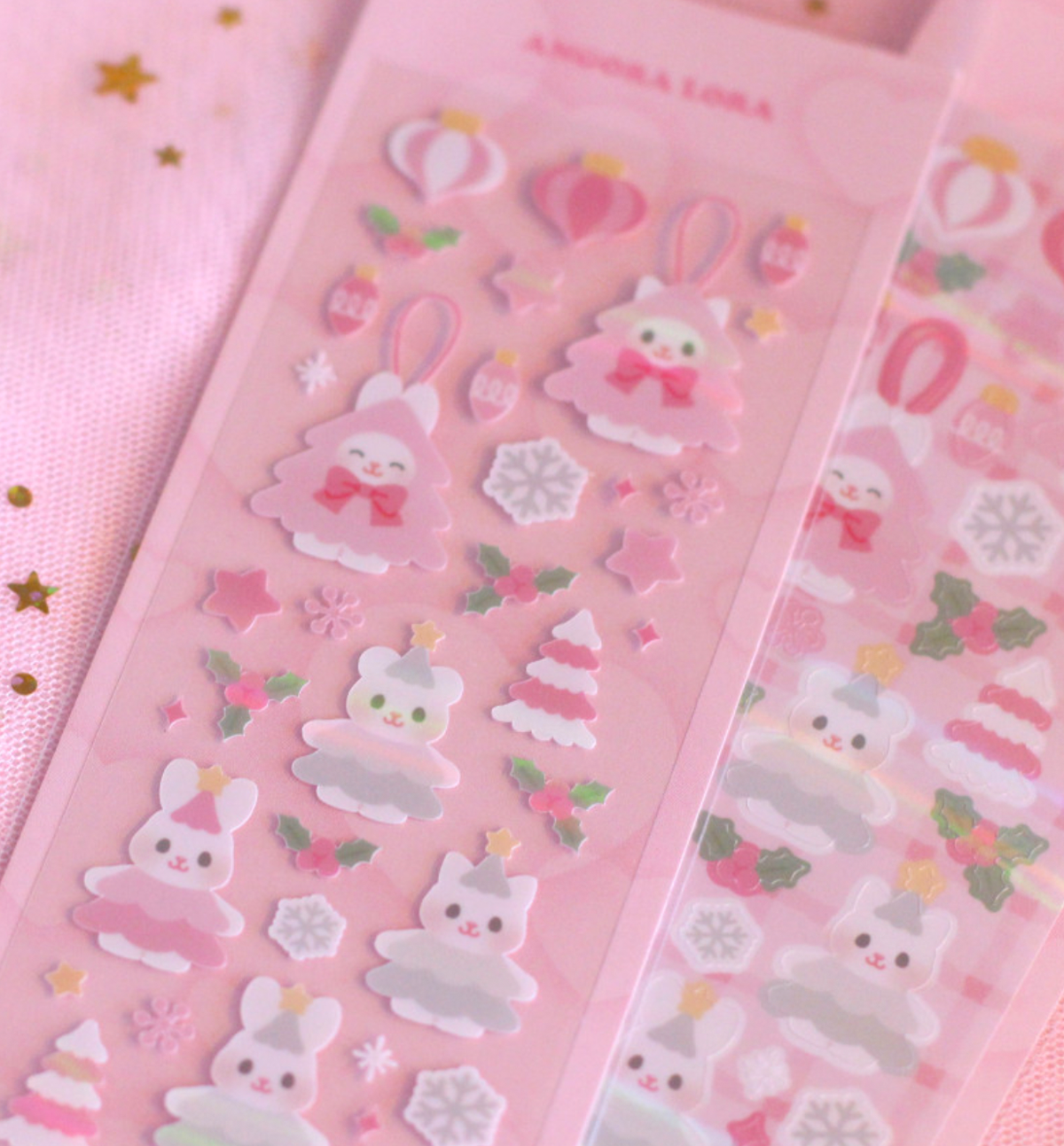 Pink Tree Bear Seal Sticker