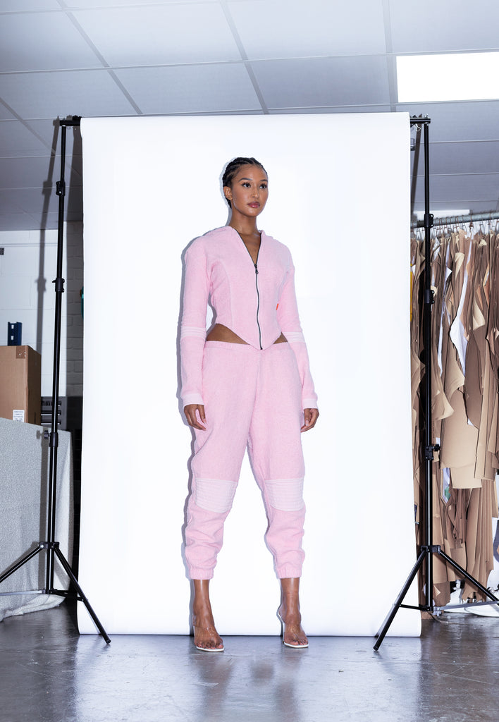 TONIK Vol.2 Slouch Panelled Joggers in Pink Lemonade