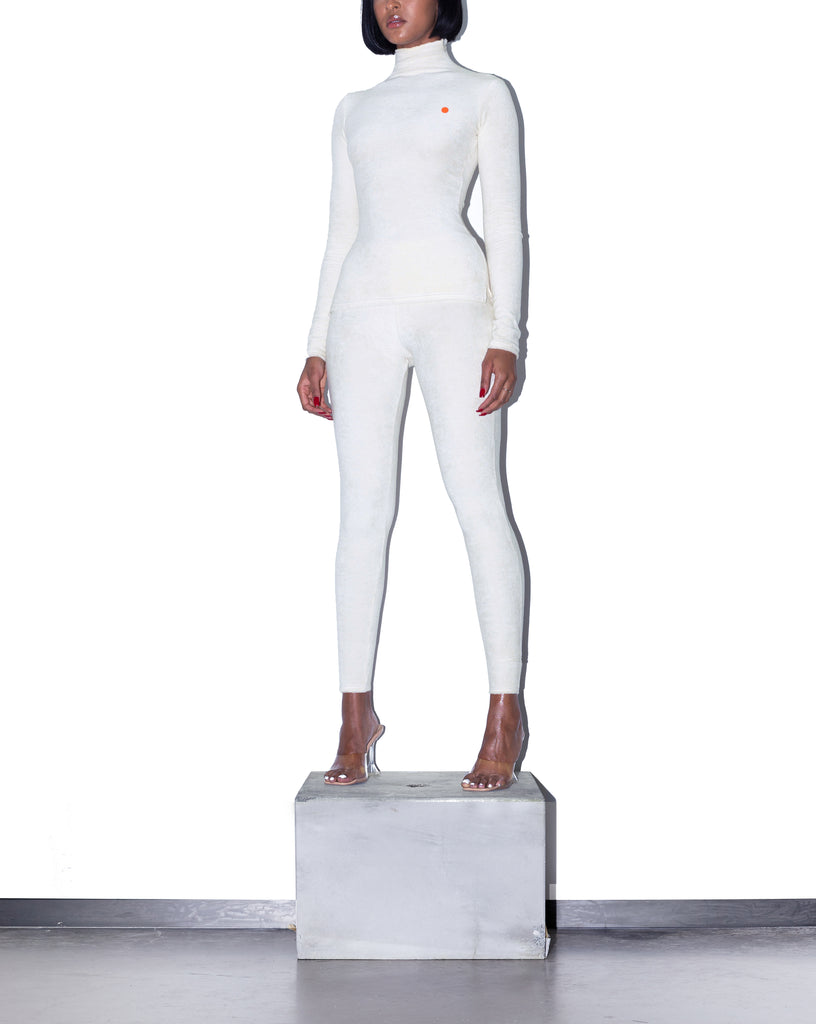  Model wears XS KOOTCH Towelling Base Layer Top in Buttermilk by TheKLabel (overview)