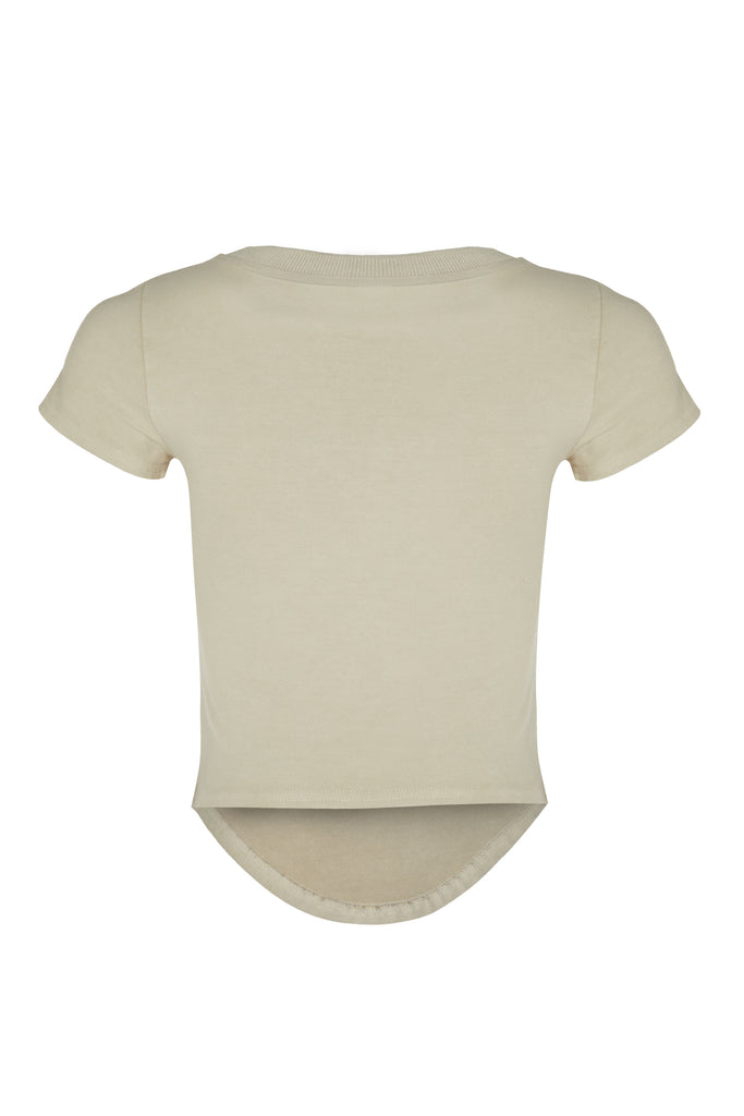 basiK• Corset Fitted T-Shirt in Oatmeal