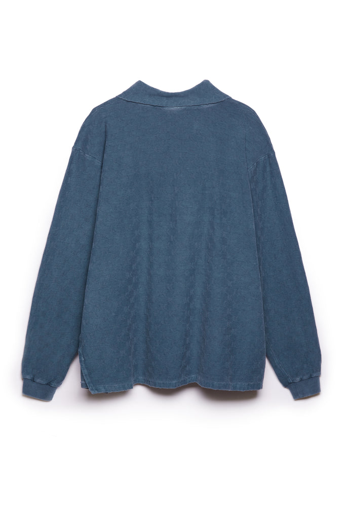 KOTTONS Stamped Plunge Sweatshirt in Denim Blue