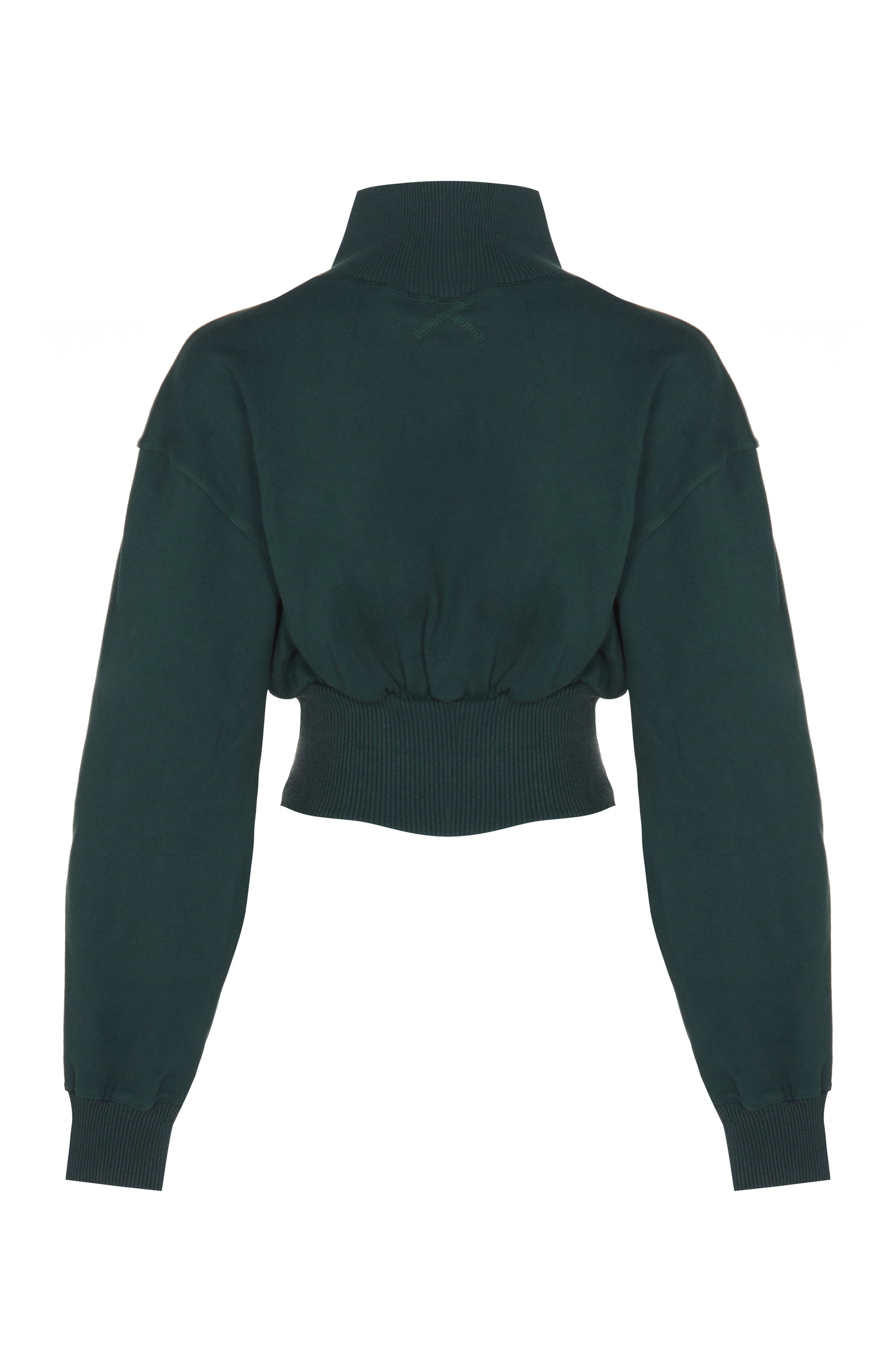 MULLAH Cropped Rib Bomber Sweater in Scarab Green