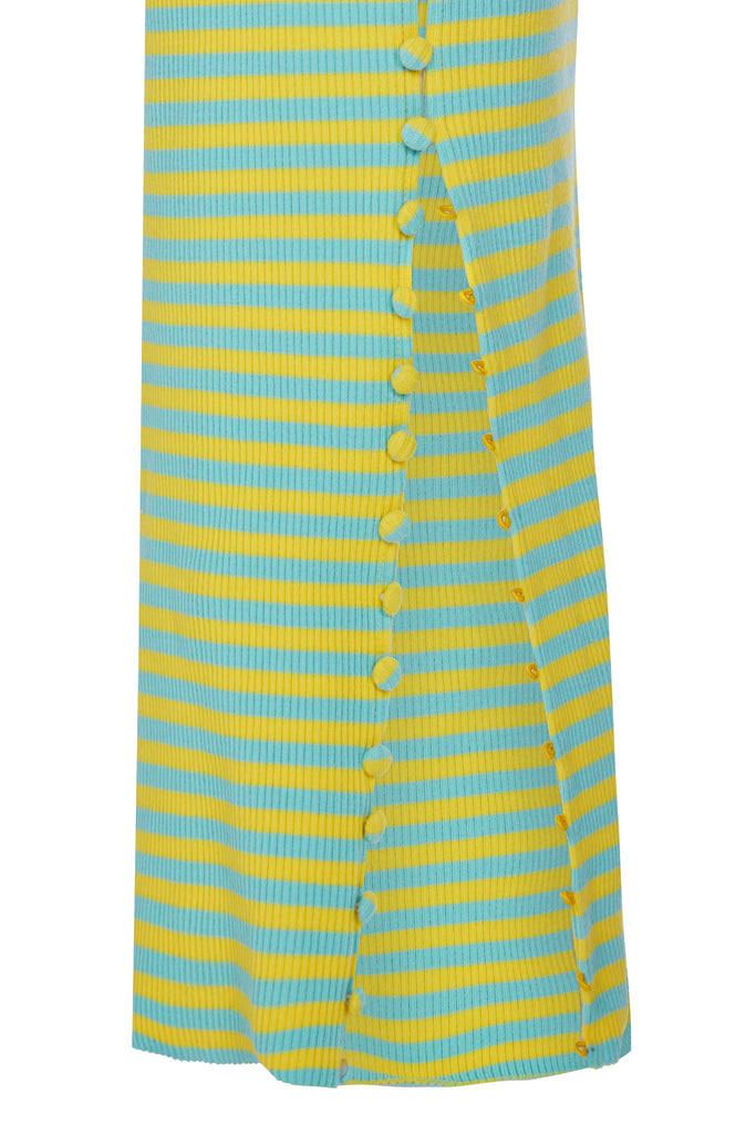 TWISTAH Stripe Button-down Midi Dress in Lemon and Lime