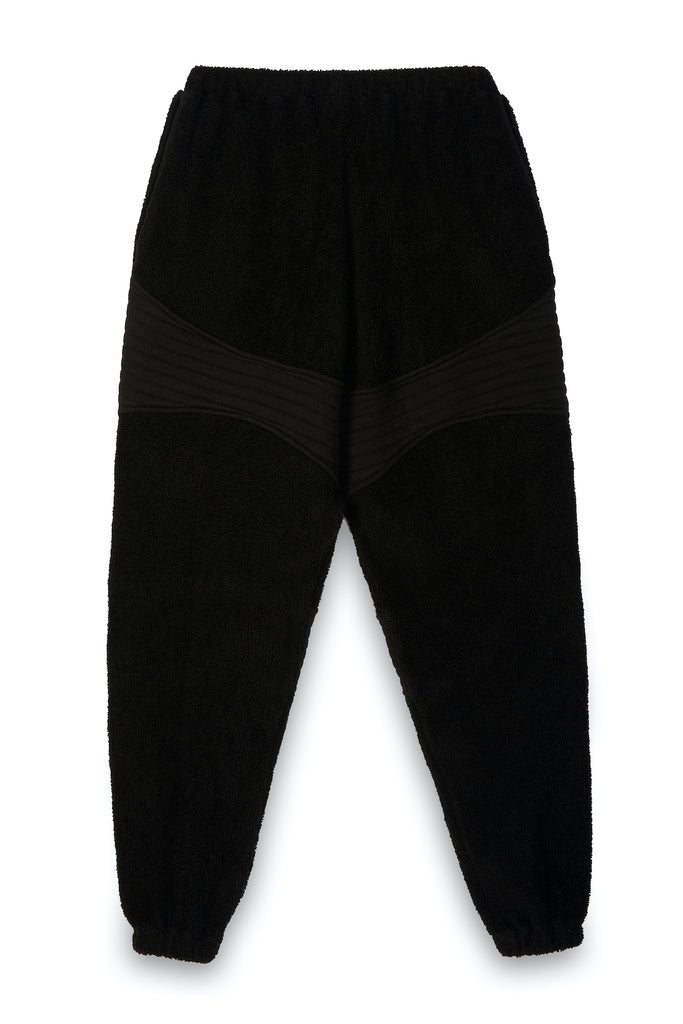 TONIKteddy Slouch Panelled Joggers in Pitch Black