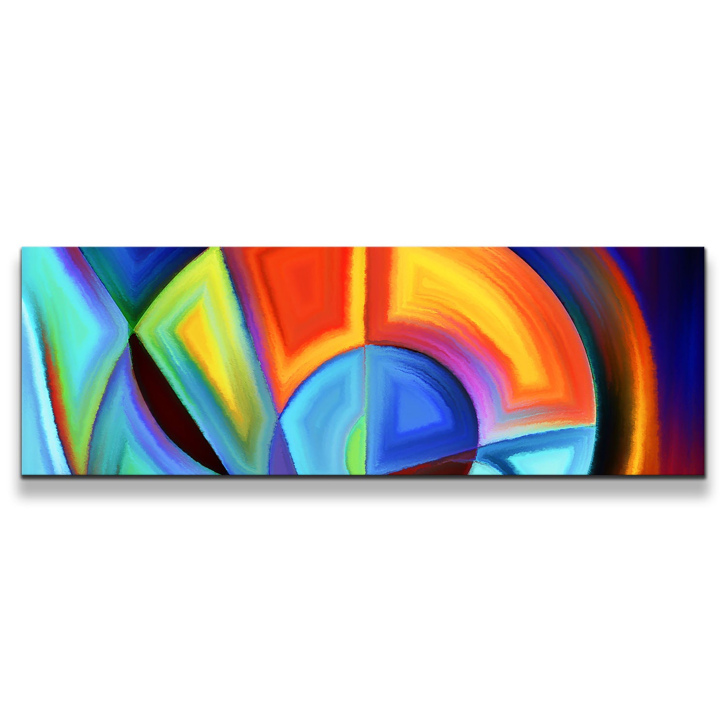 Abstract Shapes Canvas Wall Art, Contemporary Blue Abstract Pie Chart 1 Piece Canvas Print, Modern Orange Curved Shapes Canvas Artwork