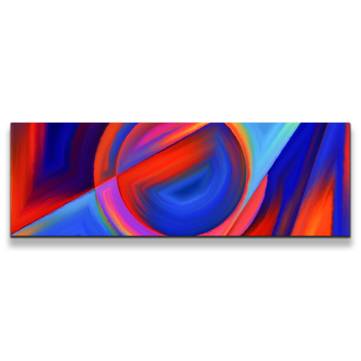 Circular Shapes Canvas Wall Art, Abstract Forms Canvas Print, Red Blue Modern Abstract 1 Piece Canvas Artwork