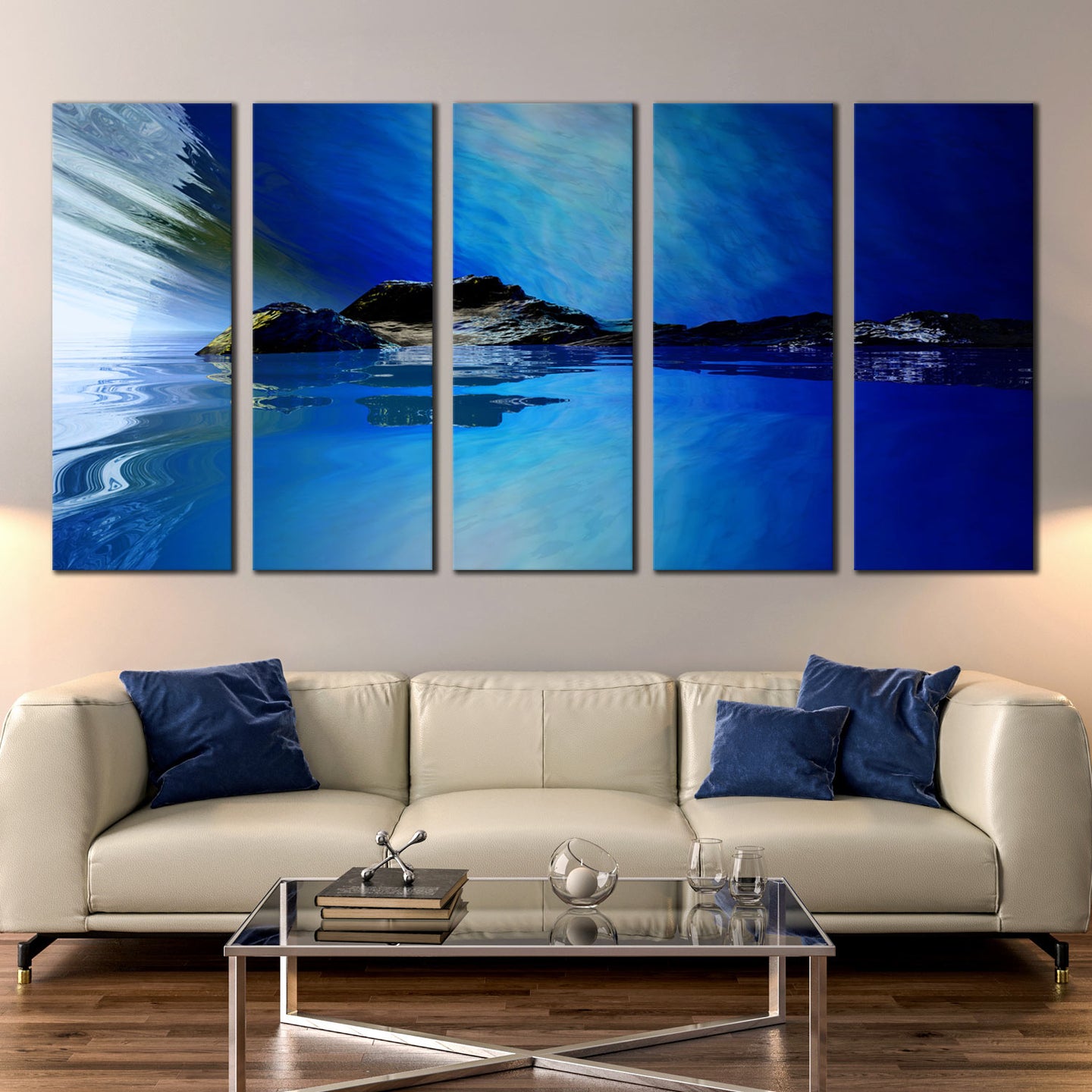 5 Piece Calm Blue Ocean Photography Prints, Multi Panel Canvas Print ...